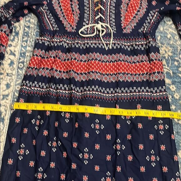 Vintage Juniors Of San Francisco Bohemian Front Lace Design Print Dress - Picture 12 of 14